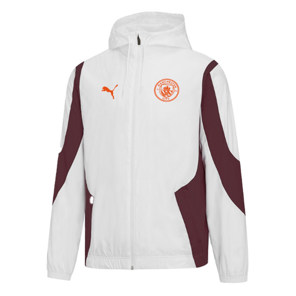 Manchester City White Pre-Match Woven Anthem Windrunner Jacket Mens 2023/24